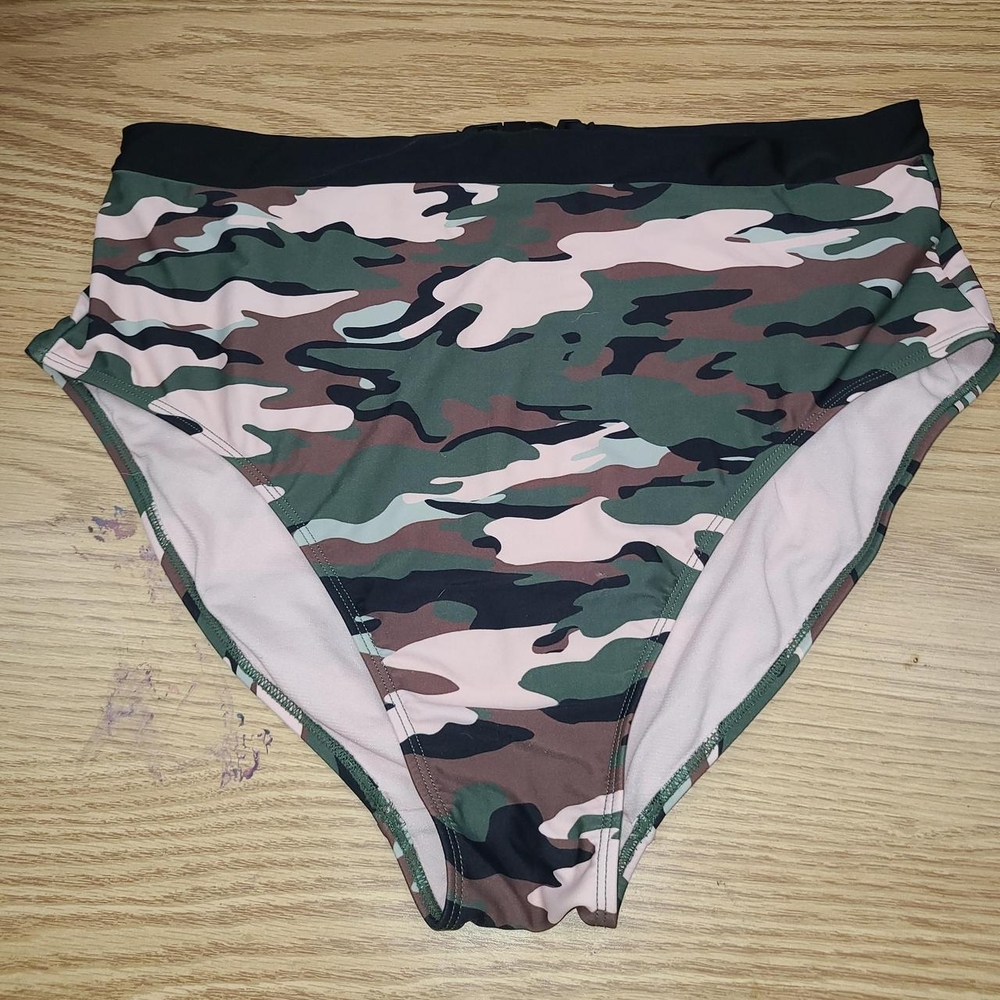 Camouflage High-Waisted Bikini Bottoms